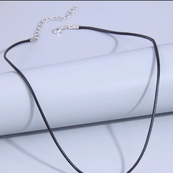 Celestial Moon Face Pendant Necklace – Blue Crescent Charm on Black Cord - Picture 4 of 5